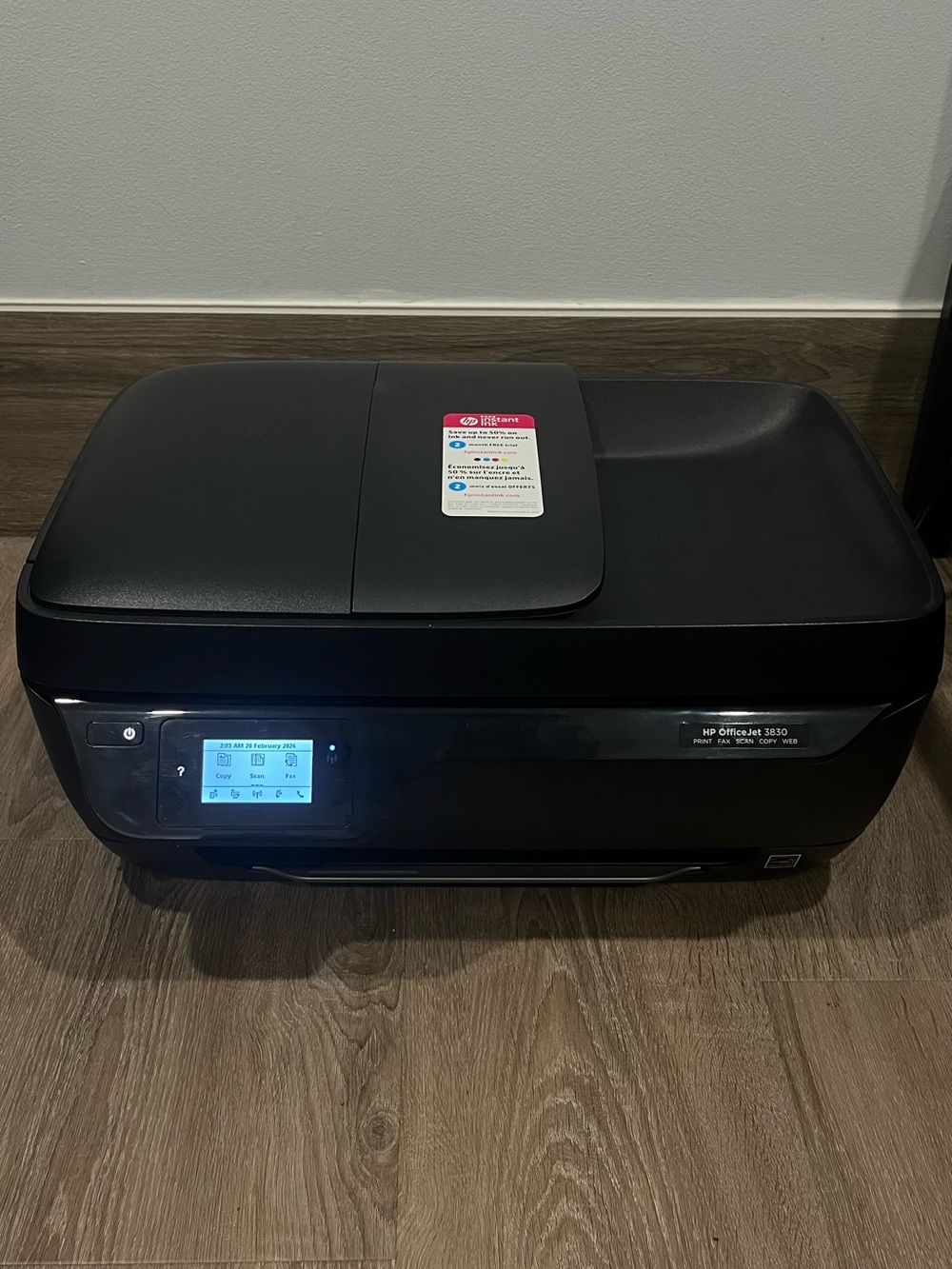 HP OfficeJet 3830 All-in-One Wireless Printer - Black